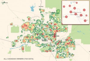 heat map of Canadian homeowners in Phoenix Arizona